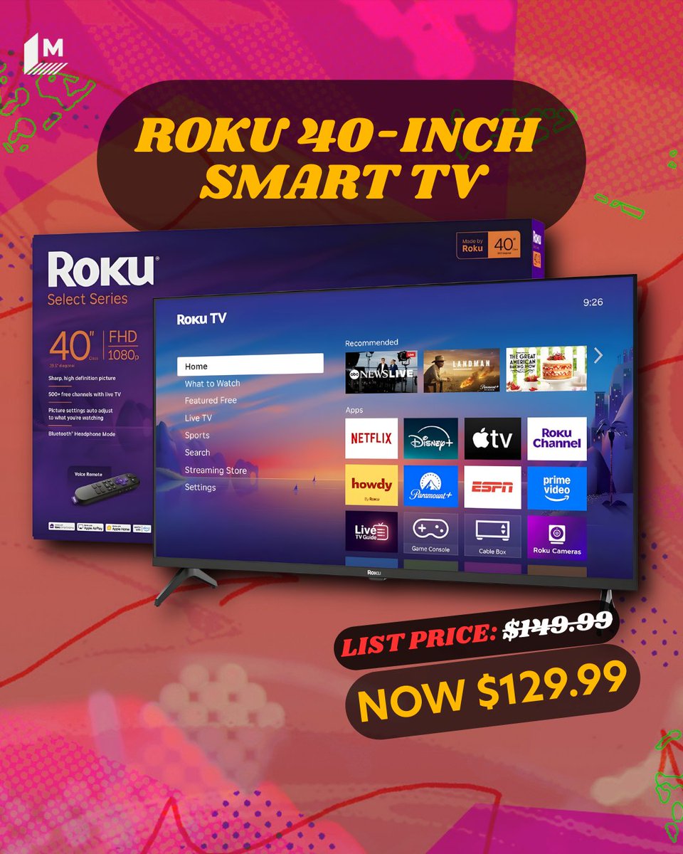 mashable's tweet image. If you need a new TV but don't fancy forking out tons of cash, this 40-inch Roku Smart TV is for you. Get all the smart TV features you know and love for less than $130. Grab it now amzn.to/4lwVlnD

#Roku #SmartTV #Mashable #MashableDeals