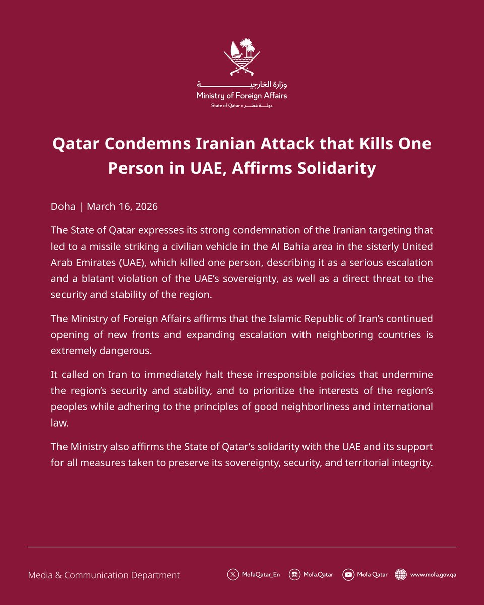 Ministry of Foreign Affairs - Qatar tweet media