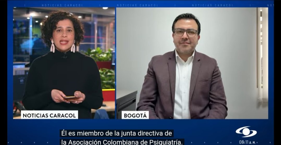 ACPPsiquiatria's tweet photo. El Dr. Alexie Vallejo, miembro de la J D de la ACP, en entrevista para Noticias Caracol, habla sobre la alarmante situación que presentan los pacientes por la falta de acceso a medicamentos.

https://t.co/nOp0pGHMdy https://t.co/5CA161exiz