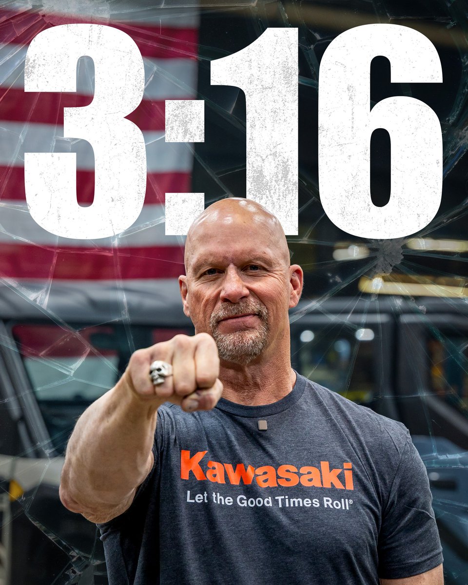 KawasakiUSA's tweet image. 👊 Happy 3:16 Day! 👊

On this day, we honor the Texas Rattlesnake himself, Stone Cold Steve Austin. 🐍 
From the ring to the race course, there's never been anyone quite like him. And that's the bottom line!

#316Day #GoodTimes #Kawasaki