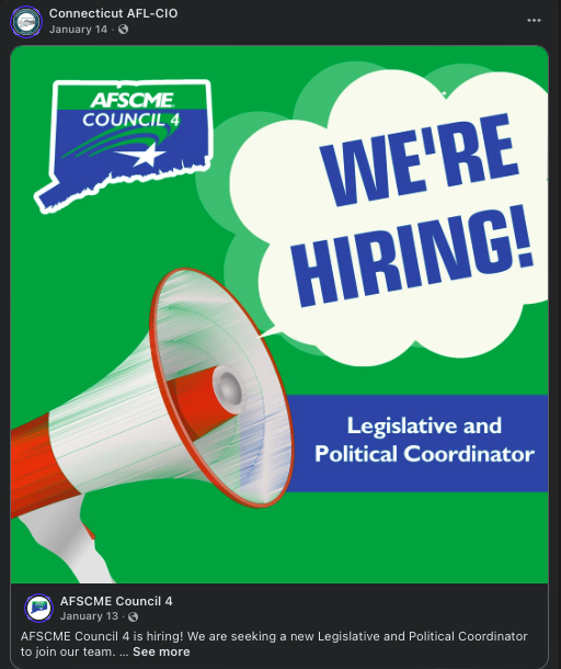 YankeeInstitute's tweet image. If salary transparency is essential for employers across Connecticut, should the organizations advocating the rule (like @ConnAFLCIO) start by applying it to their own job listings?

#connecticut #labor