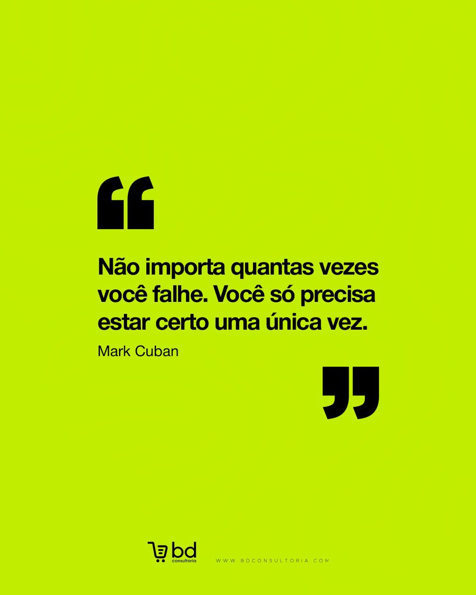 DaroltBruno's tweet image. 🚀 “Não importa quantas vezes você falhe. Você só precisa estar certo uma única vez.”

-Mark Cuban

#bdconsultoria #ecommercebrasil #vendasonline #lojavirtual #empreendedorismo #marketplace #ecommerce #vendasonline