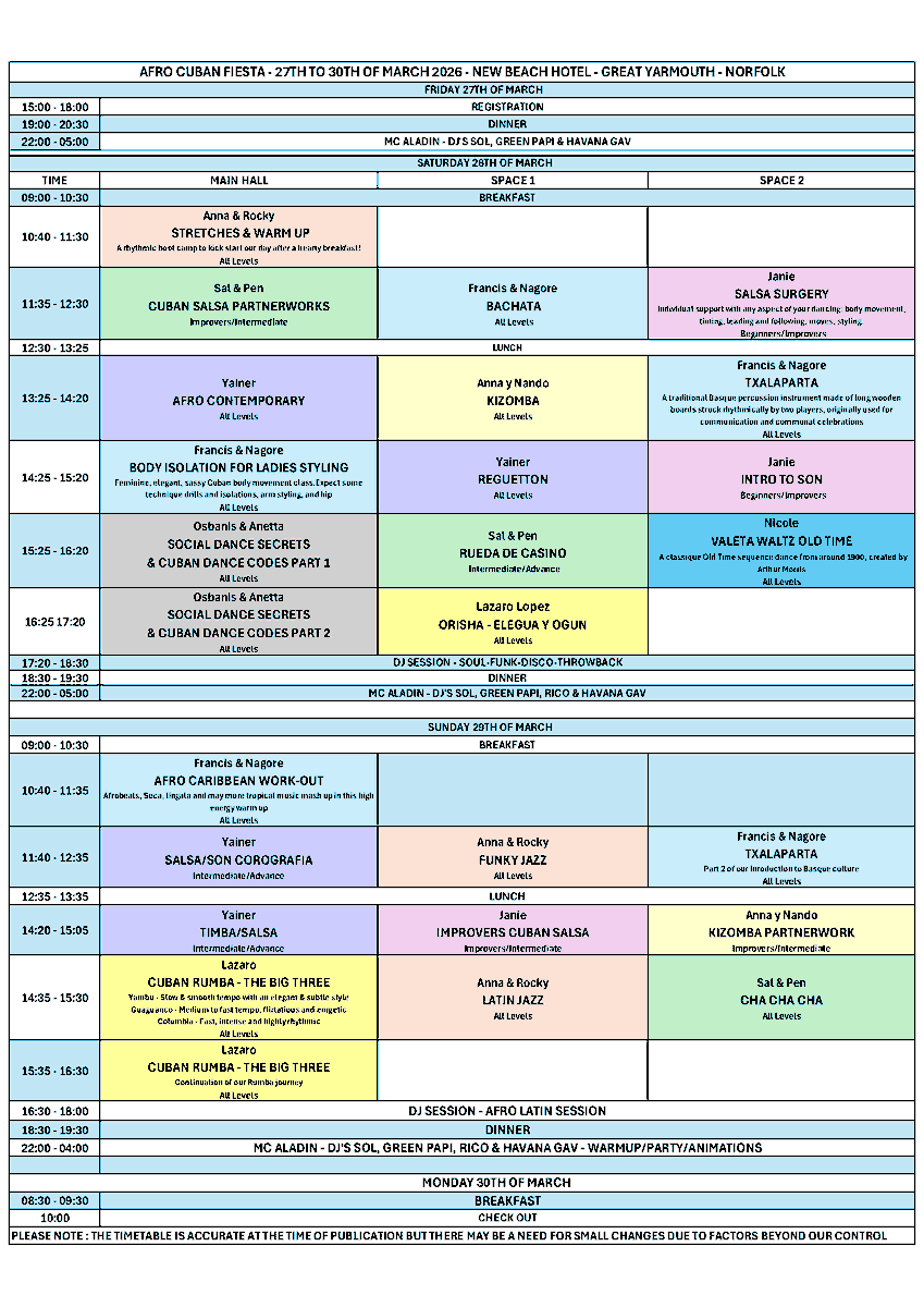 Afrocubanpati's tweet image. 🎉 The timetable for our event is finally here! Check it out at afrocubanpati.com/timetable and don’t miss out on the fantastic workshops! 🌟 Grab your tickets now: afrocubanpati.com/spring-fiesta-… #EventTime #Workshops #GetExcited