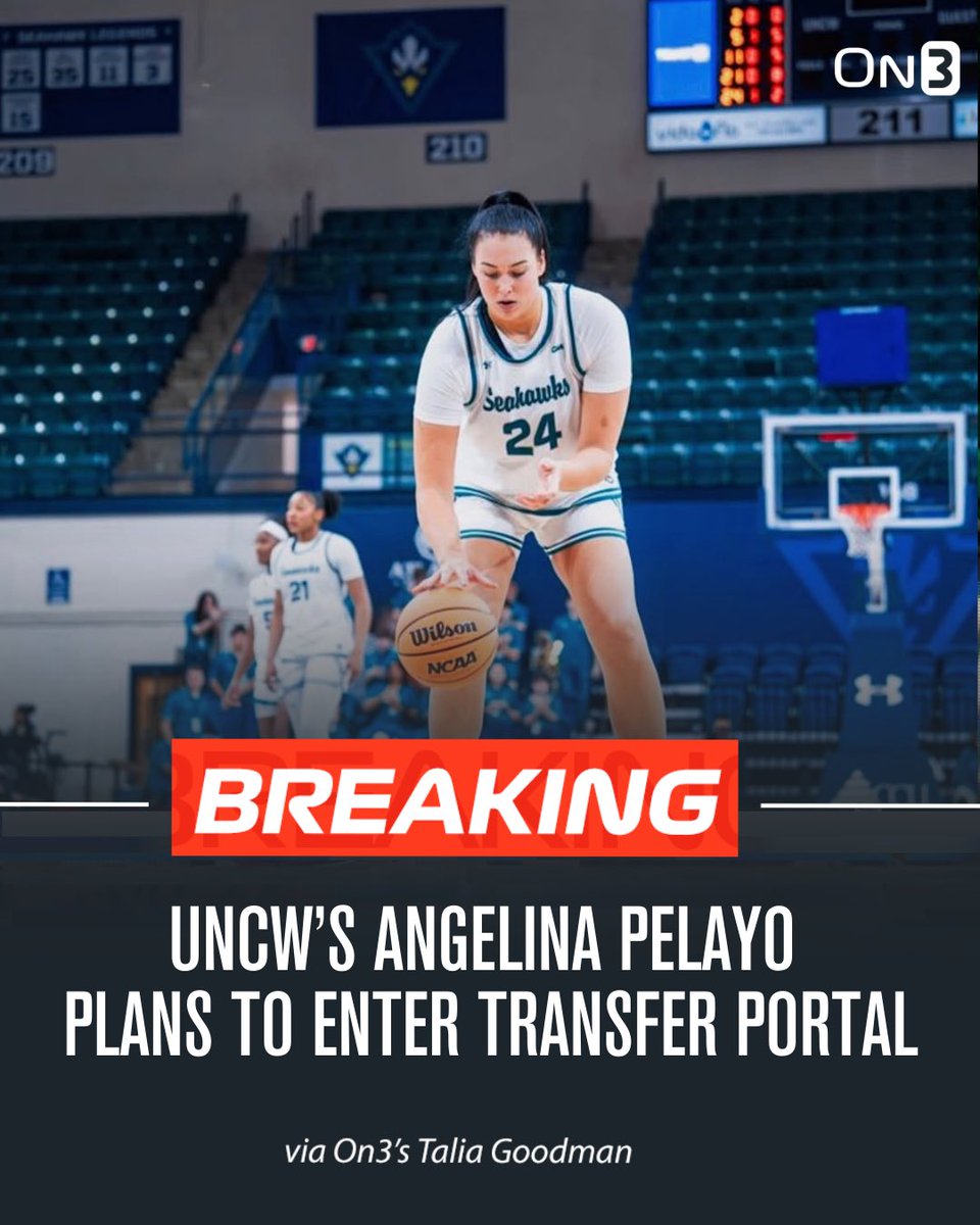 TaliaGoodmanWBB's tweet photo. NEWS: UNCW’s Angelina Pelayo plans to enter the transfer portal, she told @On3. 

The 6-3 freshman averaged 5.1 ppg, 4.2 rpg and 1.1 bpg this season. 

TRACKER: https://t.co/wYv1Ze6704 https://t.co/guzxeR3i2i