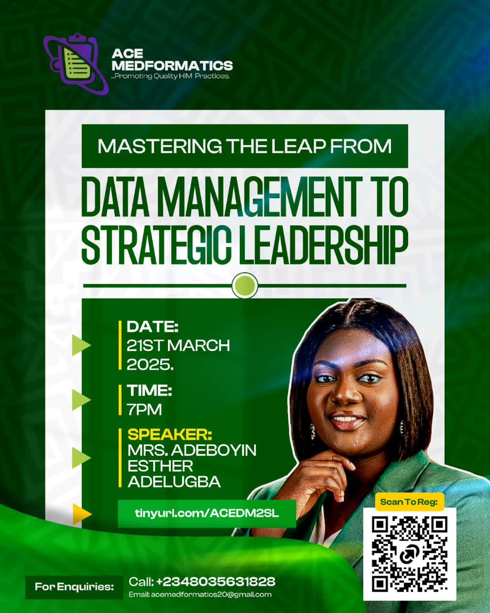 AMedformatics's tweet photo. MASTERING THE LEAP FROM: DATA MANAGEMENT TO STRATEGIC LEADERSHIP

This weekend, join us to:

Learn how to move from managing data to leading strategically

Gain insights on decision-making, organizational impact, and leadership skills https://t.co/FHimCkNpKF