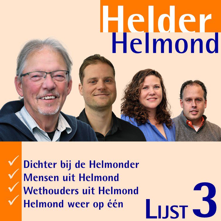 Van de straat naar de raad. Samen, betrokken, betrouwbaar. Stem woensdag 18 maart <a href="/helderhelmond/">Helder Helmond</a> 💪🏻🧡