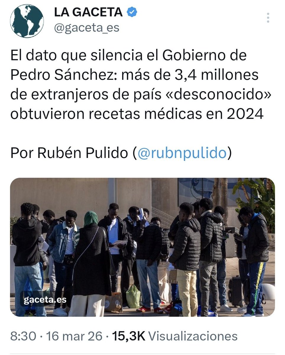 LaGuerreradeVox's tweet photo. Más de 3,4 millones de recetas médicas aparecen asociadas a pacientes cuyo país figura como “desconocido”.
En cualquier sistema que aspire a ser transparente esto abriría preguntas, informes y explicaciones públicas.
Aquí, en cambio, la reacción suele ser otra:
silencio o descalificar a quien pregunta.
#GobiernoCriminalCorruptoMentirosoYMafioso