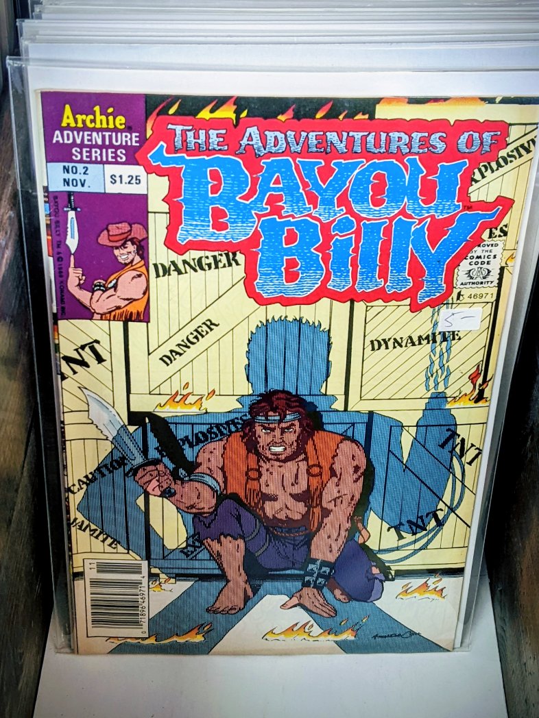 2bdpod's tweet photo. Record store with the secret comic book stash.
Adventures of Bayou Billy Vol 1 #2
November, 1989
#comicbookaday #comics #comicsky #nes #archie #bayoubilly #AmandaConner https://t.co/bMWzWZvSo0