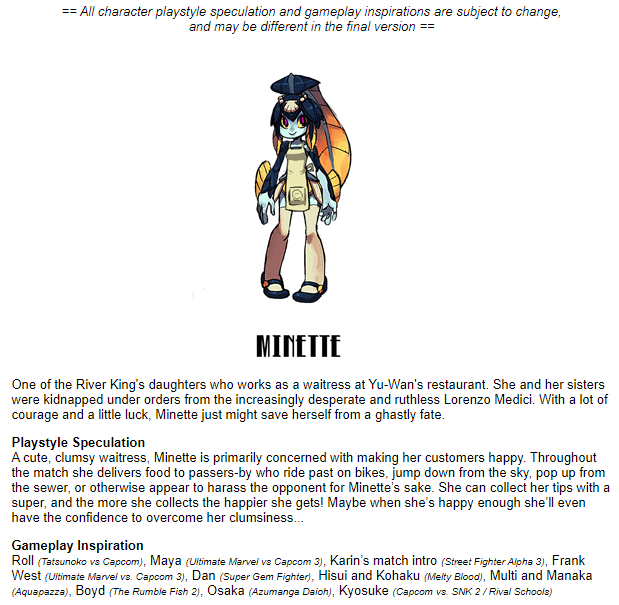 On this day 13 years ago, Minette was announced as the 21st potential character for Skullgirls that backers could've voted to become playable DLC content as part of the game's Indiegogo crowdfunding campaign.