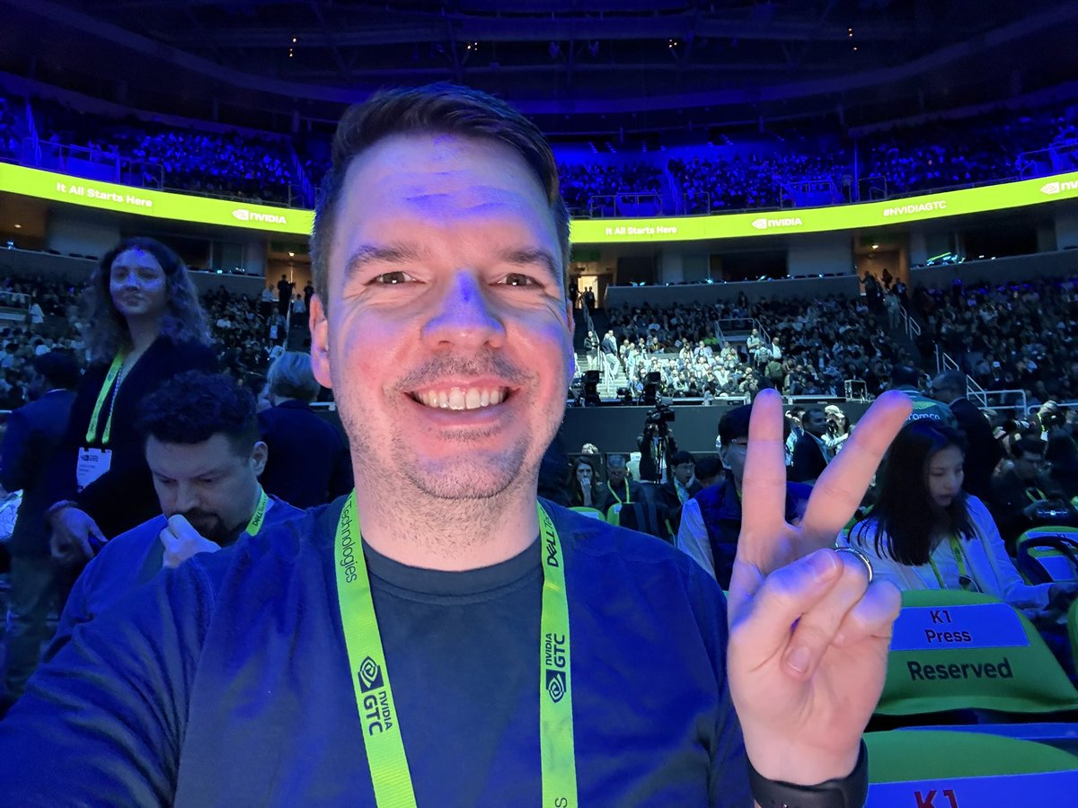 jkampman's tweet photo. Settled in for the @nvidia #GTC keynote! Can’t wait to see what’s in store! #GTC2026 https://t.co/mWY6w8wfGg