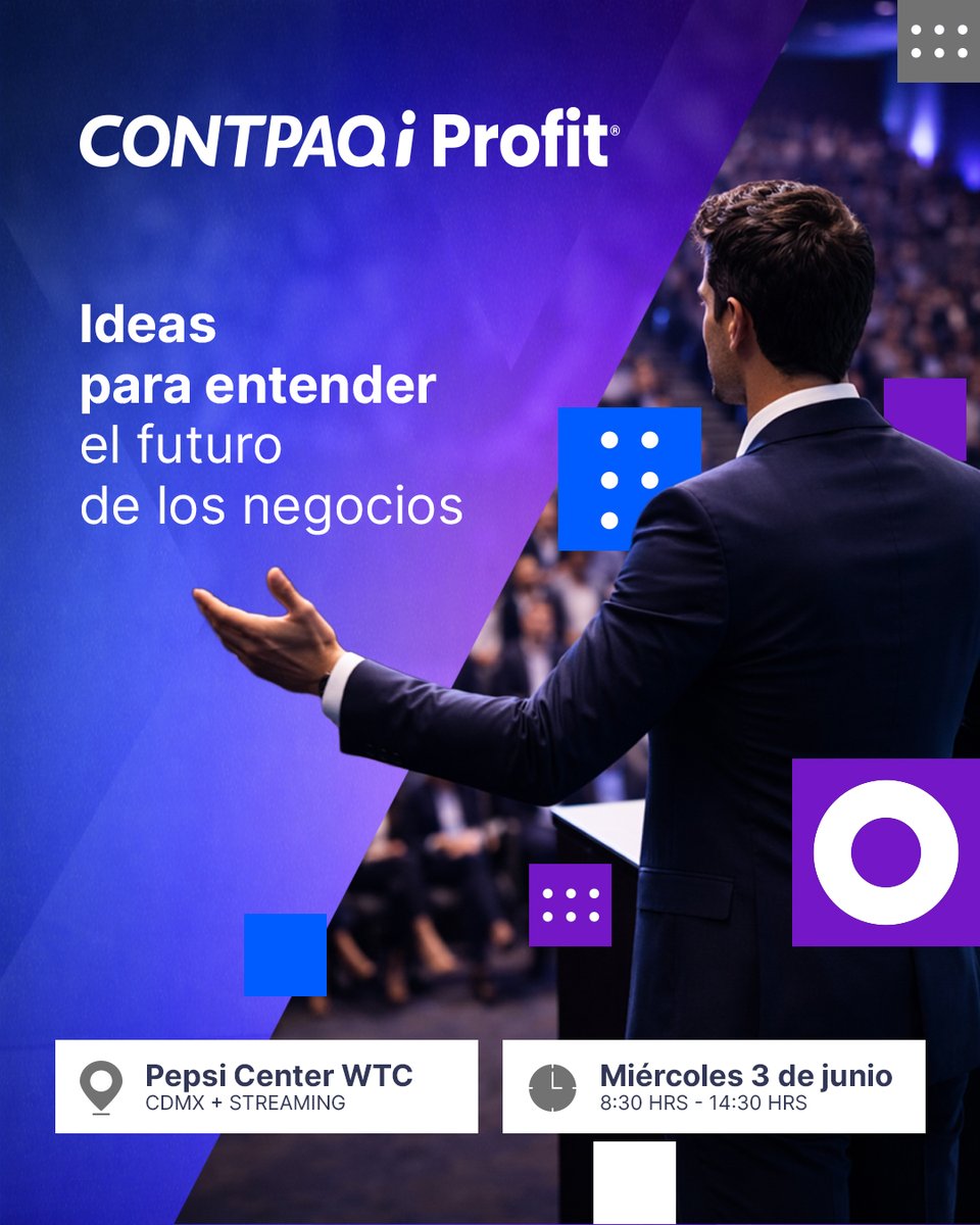Hoy las empresas necesitan más que información: necesitan perspectiva.

#CONTPAQiProfit reúne voces que ayudan a entender el contexto económico y empresarial que impacta a las empresas.

📅 3 de junio
Registro GRATIS muy pronto.

#Emprendimiento #Contadores #Empresarios