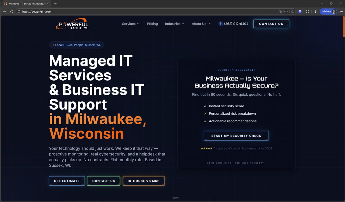 MKEITservices's tweet photo. New website just dropped. 🚀

https://t.co/cj2Dqvc7yY

Simpler. Cleaner. Everything you need to know about how we help local businesses with IT &amp; cybersecurity — including pricing. No guesswork.

Go check it out. https://t.co/KDm6uWpm3F