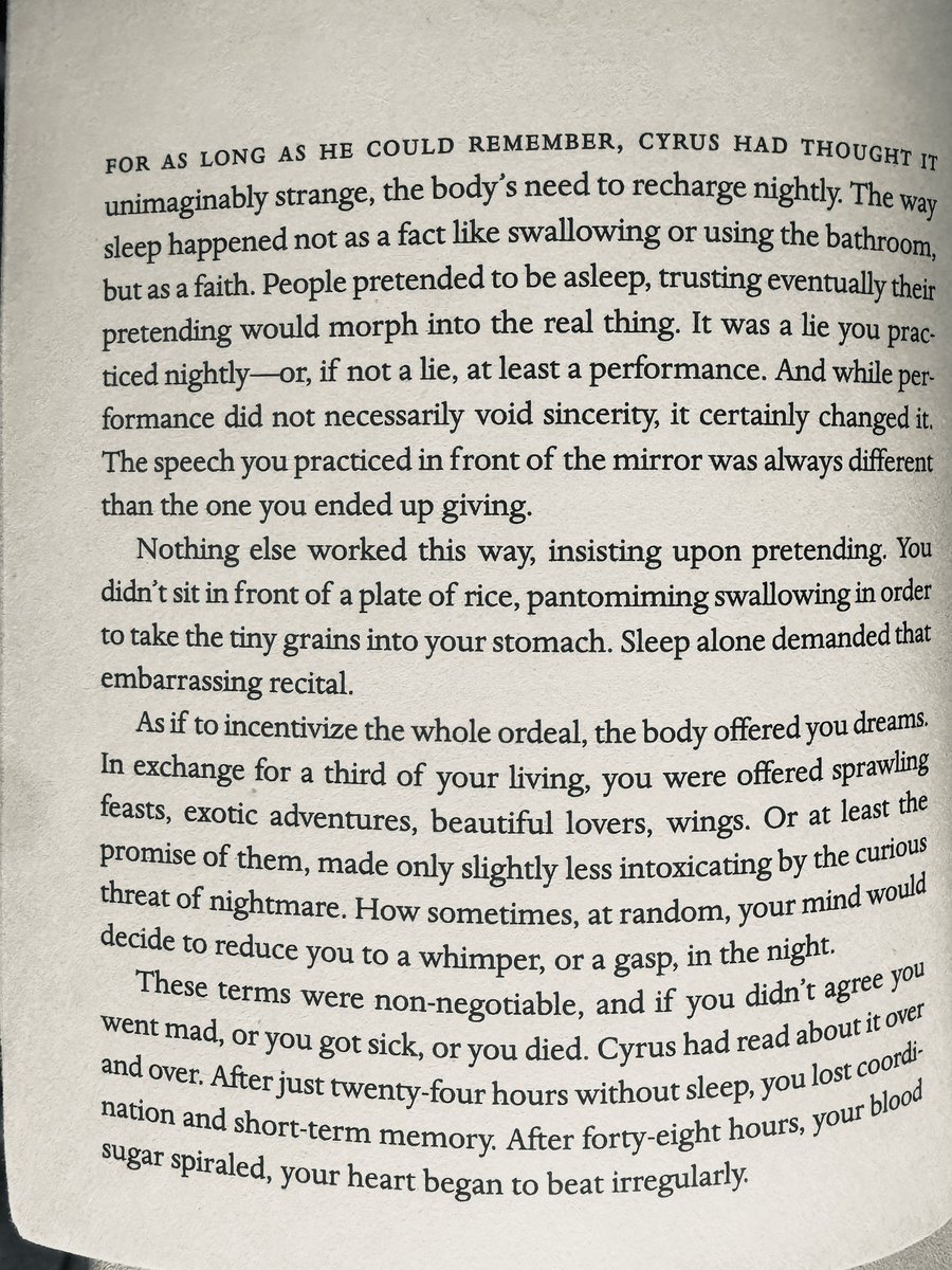 rawbubble's tweet photo. Sleep as an unimaginably strange act of faith.

#CurrentlyReading Kaveh Akbar’s “Martyr!” https://t.co/AW2EpJ1u2T