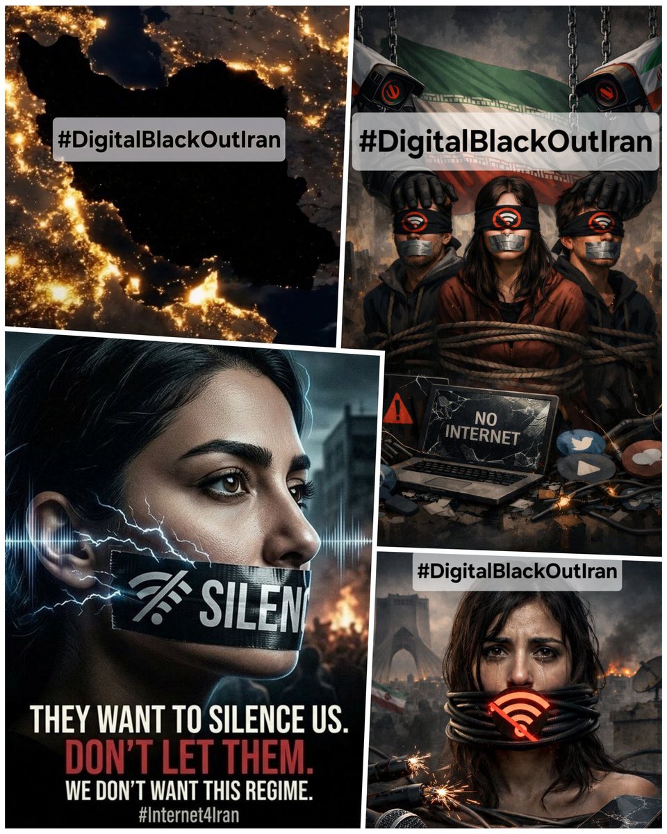 samira772312's tweet photo. The  terrorist  regime of the Islamic Republic has shut down the Internet. for its own people and put 90 million human beings at risk of death .

#DigitalBlackOutIran‌ 
#IranRevolution2026‌ 
#KingRezaPahlavi‌ForIran https://t.co/TqNSQOKRbP