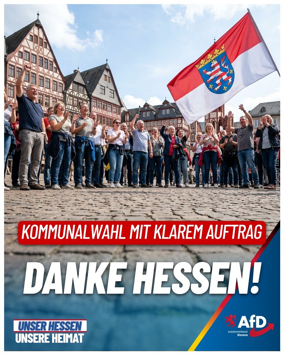 AfD_Hessen's tweet image. Die Hessenwahl zeigt den fundamentalen Vertrauensverlust gegenüber Schwarz-Rot. Während die Regierung Merz den Abstieg nur verwaltet, punkten wir mit klarer Kante, u-a- bei #Migration und Steuern. Wir bieten der CDU die Zusammenarbeit vor Ort an. 💙Zeit für echte Politik! #AfD