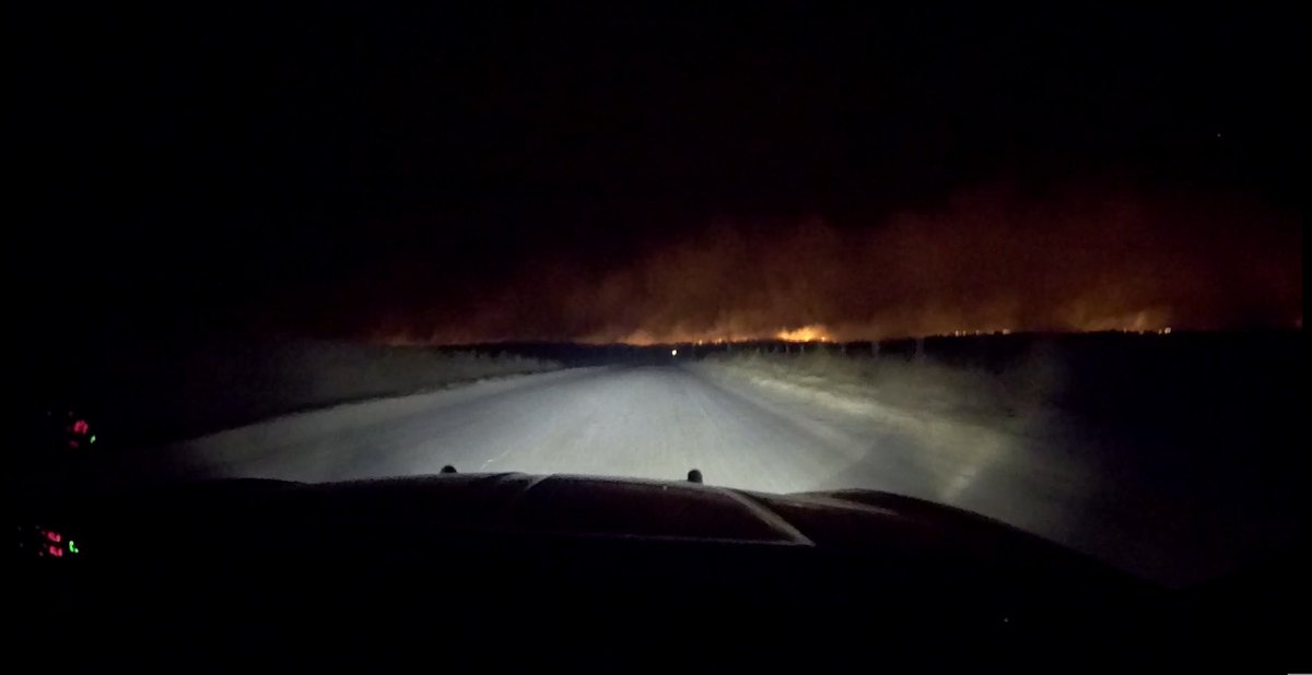 NSP_TroopE's tweet photo. Thursday evening, Trp Sporer (#NSP290) was responding to assist other agencies with the fires in Garden County. He was able to pull this screenshot from his in car camera that night.

#WesternNebraska #ProtectTheGoodLife https://t.co/VJJFIHwrVK