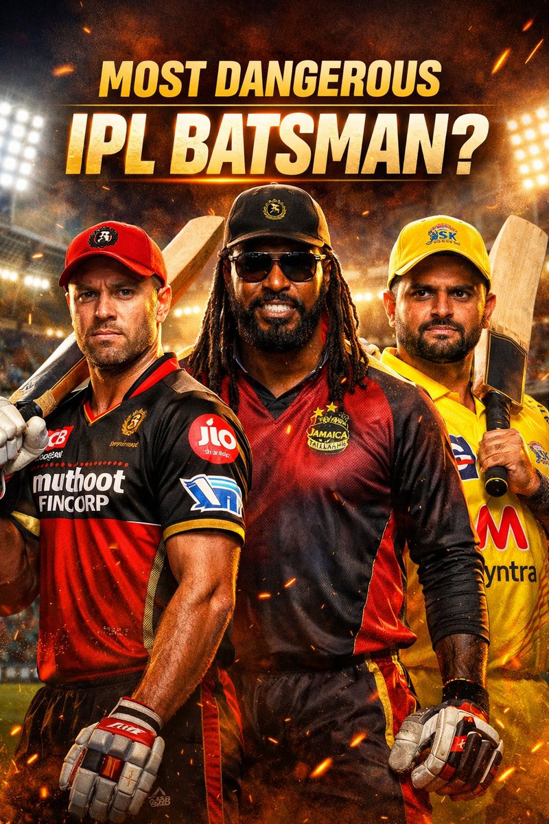saba9361's tweet photo. Who is the most dangerous IPL batter in prime?
Image text:
“ABD 🐐 vs Gayle 💪 vs Raina 🔥”
#IPL #CricketTwitter #FanWar #MSDhoni #ViratKohli https://t.co/qFsT8FpLUW