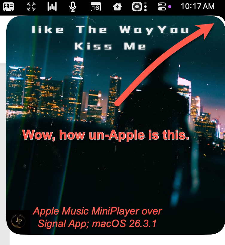 Apple used to fire people over pixel misalignment.

Now their apps can't even get corner roundings right.

Design debt is real. Every rough edge erodes the premium story you've been telling.

Customers notice.

<a href="/AppleMusic/">Apple Music</a> <a href="/Apple/">Apple</a>