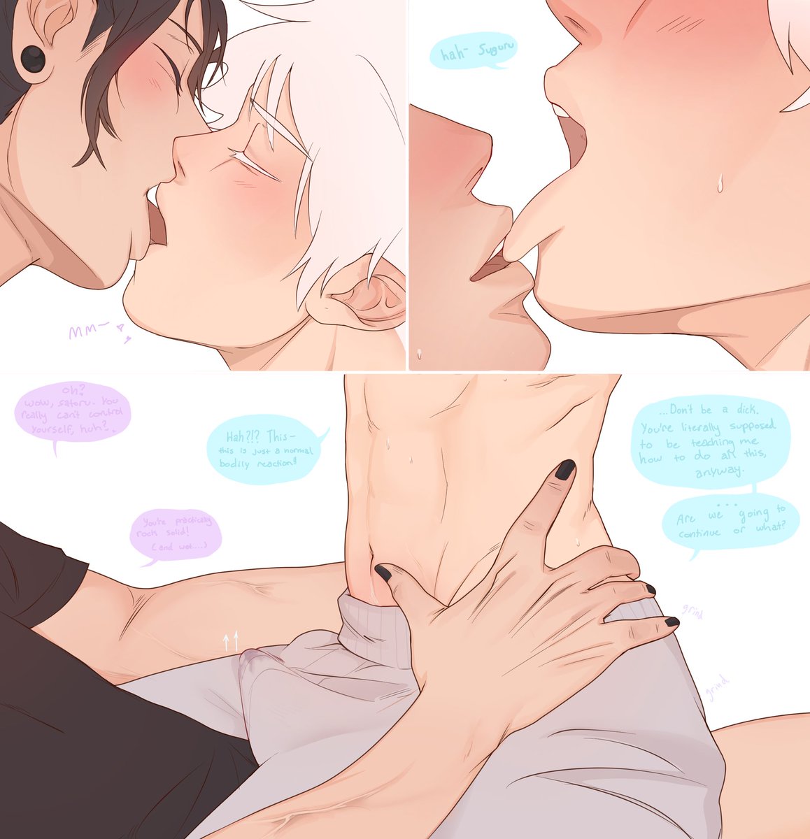 fragment_angel's tweet photo. If you want to impress your future gf, start kissing your friends
#夏五 #stsg #gego https://t.co/nE5AiAX28n