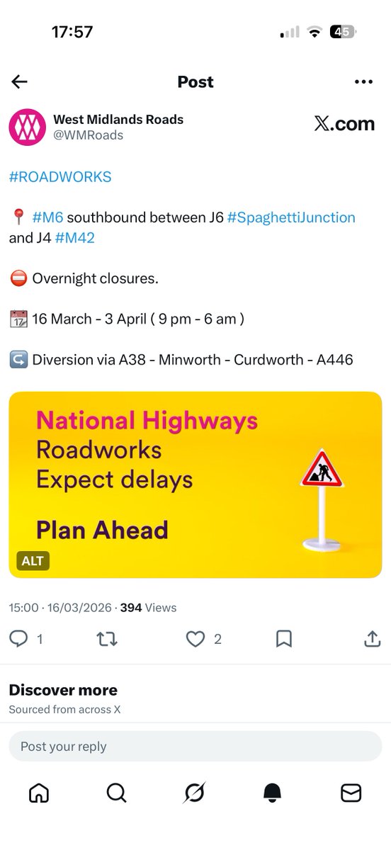 eddlawrence1's tweet photo. @HighwaysWMIDS Are you sure about m6 North 5-6? https://t.co/fAW5v0QQK1