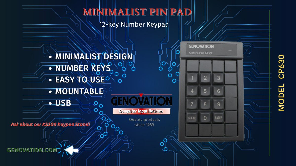 GenovationInc's tweet image. Minimalist PIN Pad by Genovation. Simple, easy to use, plug and play USB.  Genovation.com #numberpad #pinpad #keypad #usbkeypad #numerickeypad #accesscontrol #studentid #Genovation #usb