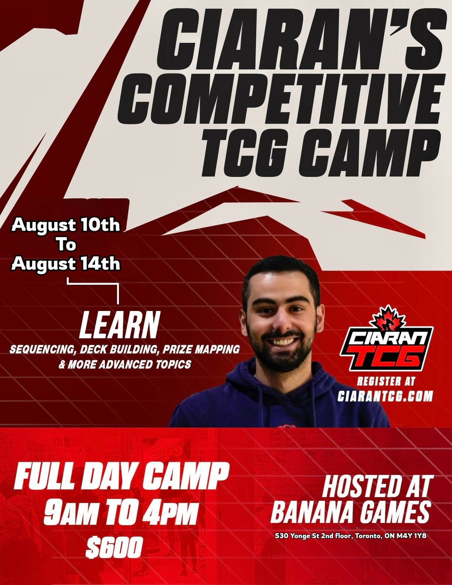 I'm excited to announce that I'm running my Pokémon summer camps again this year! Sign ups for the Toronto Competitive Camp just went live. I'm also doing camps at NAIC &amp; Worlds for any non-Toronto based people! Sign ups for those will be coming soon! Link with info below 👇