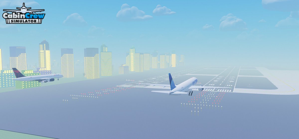 Double runways are coming to some airports in the next #Roblox Cabin Crew Simulator update! Not only will this add more realism, but it will also reduce the wait times when multiple aircraft are taking off and landing at the same airport!