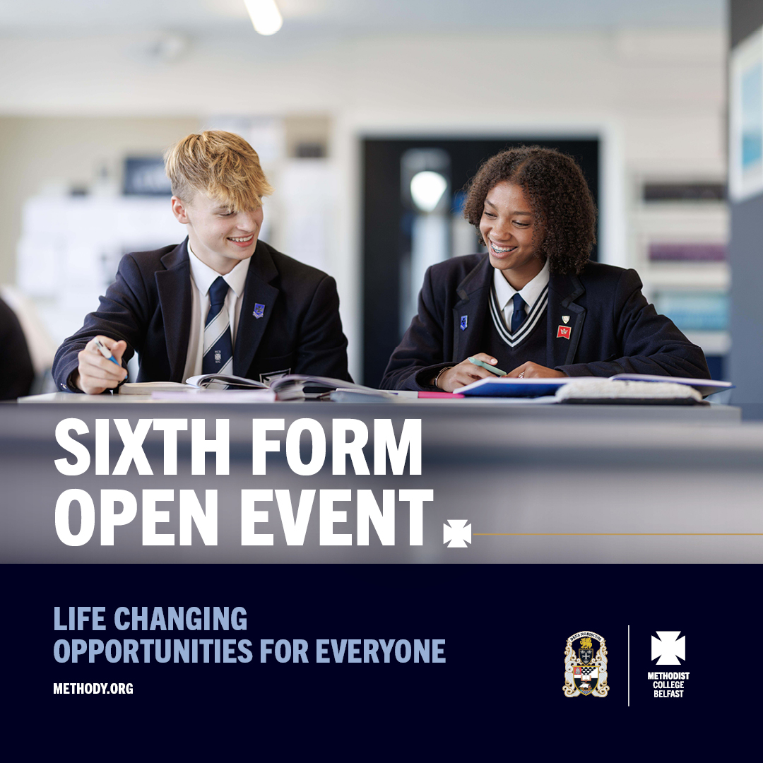 MethodyBelfast's tweet image. Just a few days to go until our Sixth Form Open Event on Thursday 19 March at 3.30pm!

Join us to explore life in Sixth Form at Methody, booking is essential:
ow.ly/zB2E50YuMVU

Please note that on-site parking is very limited.

#MCB #MadetoLead #Methody