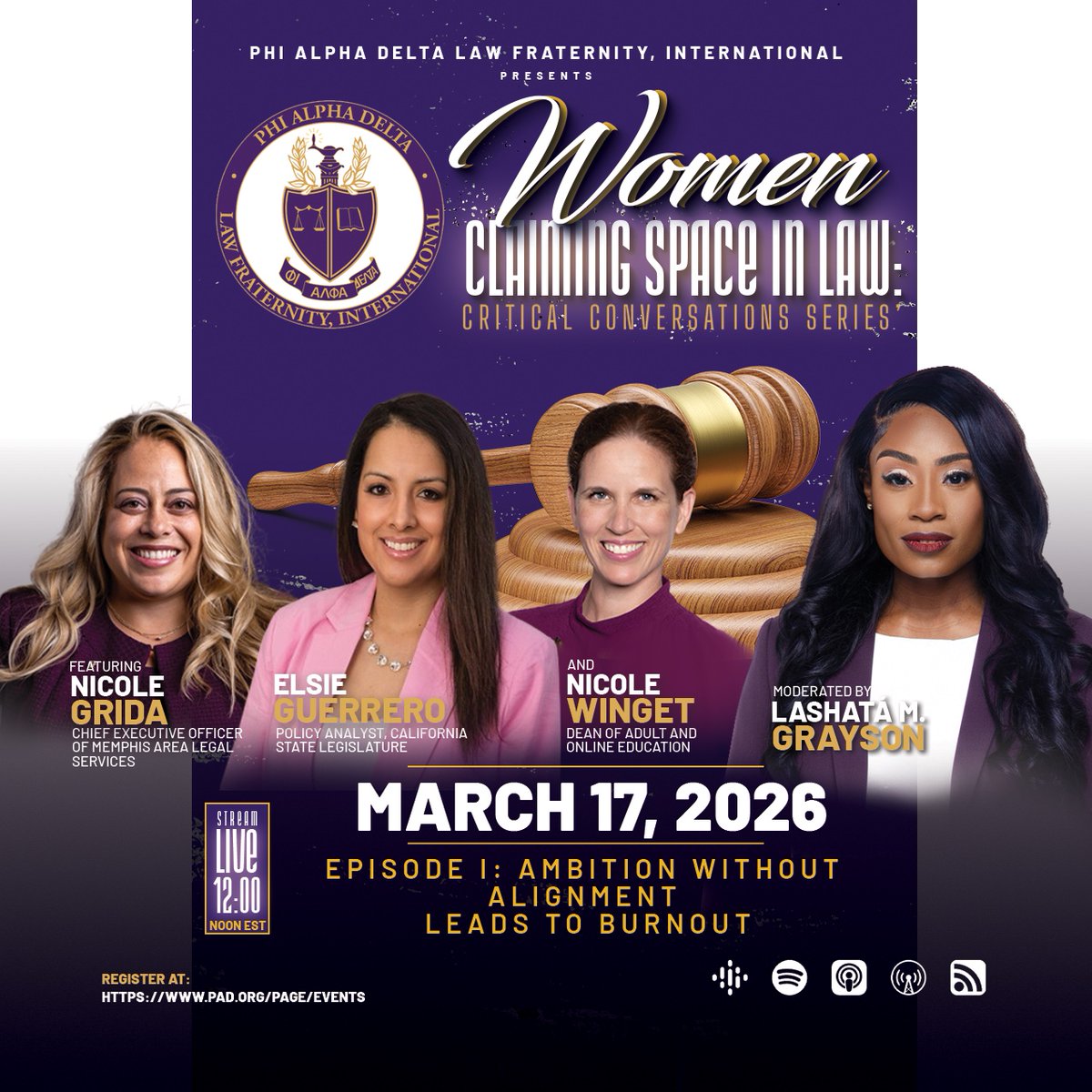 Tomorrow is the day! 12PM EST/ 9AM PST. I will be featured in the Women Claiming Space in Law: Episode I – Ambition Without Alignment Leads to Burnout. Tune in! #latinalawyer