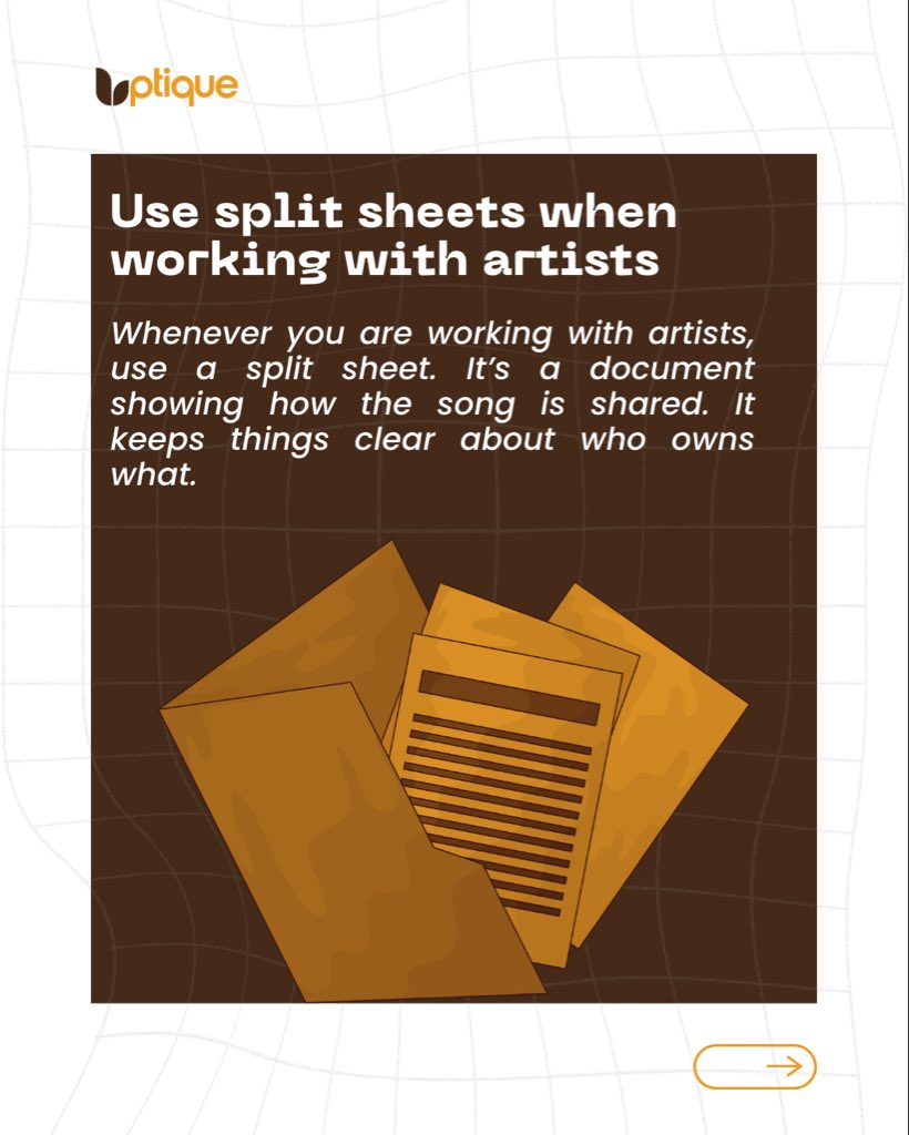 uptiquemusic's tweet photo. Don’t let anyone profit off your sound without permission.
Register your beats. Use split sheets. Collect your royalties. https://t.co/b51Ut8TWZm