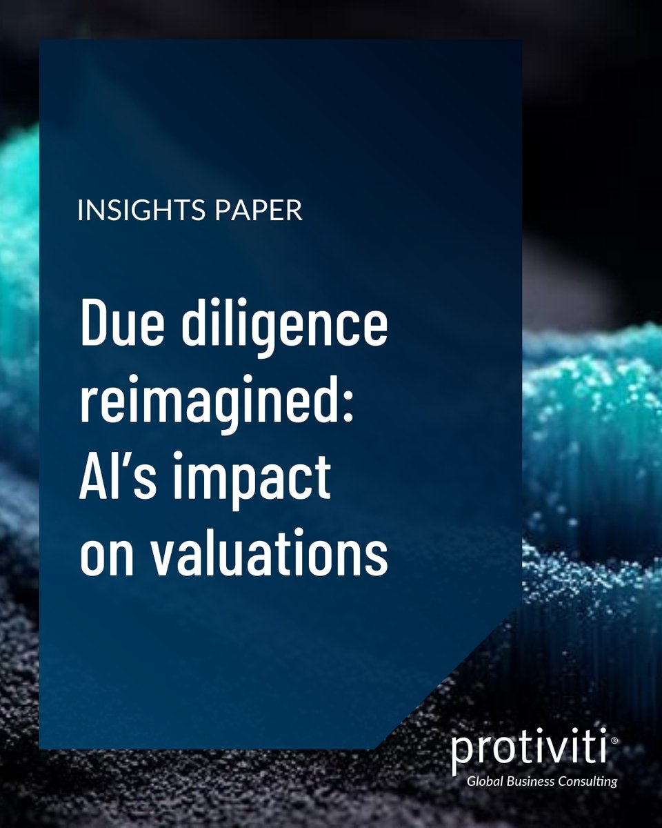 Protiviti's tweet image. #AI #DueDiligence is crucial for assessing valuations. PE firms must evaluate AI maturity, disruption risks, and scalability—in addition to traditional due diligence methods—to ensure informed decisions in today’s evolving market. bit.ly/47KzMds #Protiviti