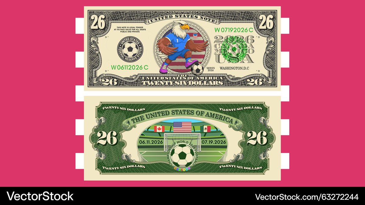 Latest Vector <a href="/VectorStock/">VectorStock</a> banknote us 26 dollars football soccer eagle #VectorStock vectorstock.com/63272244