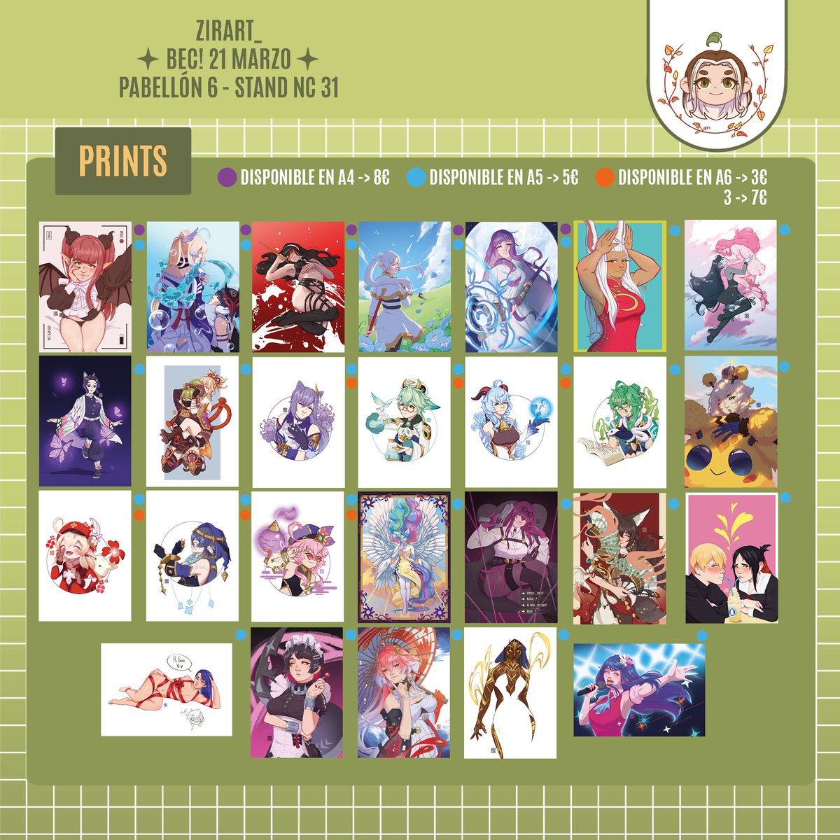 zirart_'s tweet photo. ✨JW BILBAO BEC! 21 DE MARZO✨
Buenas! Os dejo el mapita y el catálogo por aquí.
Estaré en el PAB 6 STAND NC31! ✨
Tenéis NOVEDADES en mi catálogo y las reservas están abiertas hasta el 19 DE MARZO, podéis consultarme por DM todo lo que necesitéis! 💚
.
.
.
#jwarte #japanweekend https://t.co/OaHT9YDpno