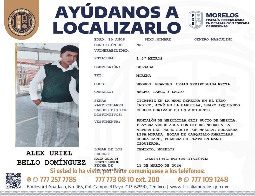 proceso's tweet photo. Comunidad indígena de Cuentepec busca a menor de 15 años desaparecido

A pesar de que la familia presentó una denuncia por desaparición ante la Fiscalía de Morelos, las autoridades no han realizado una búsqueda activa, por lo que familiares, vecinos y amigos han organizado sus propias jornadas para localizarlo. 
https://t.co/nqMfhB1r8t