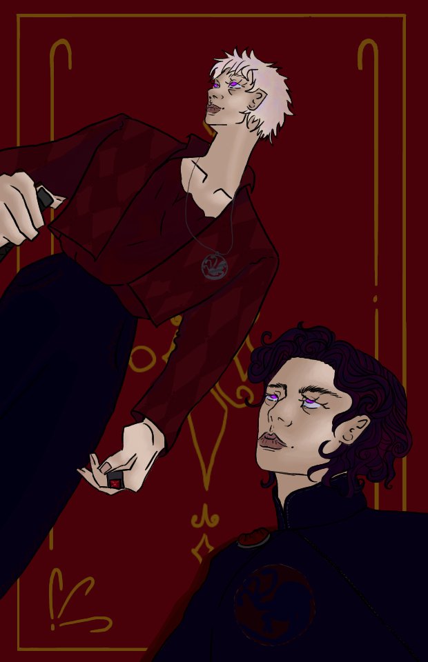 So, Yeah, my ASOIAF obsession returned and when I saw Jacaerys and Aerion twins AU in Tiktok I just had to pick up my tablet because paper just wouldn't given me this devilishly purple eyes
Yeh, I know that my line art is shit. I'm working on it
#JacaerysVelaryon #AerionTargaryen