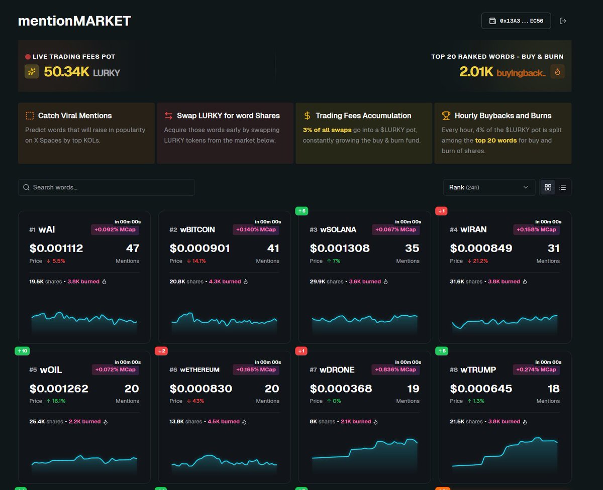 TeamLurky's tweet photo. Top Narratives on Spaces last 4 hours.

1. AI
2. Bitcoin
3. Solana
4. Iran
5. Oil
6. Ethereum
7. Drone
8. Trump

50,000 $LURKY being distributed from the Trading Fee Pot.

Trade narratives in real time. https://t.co/wdwX7rLUZi