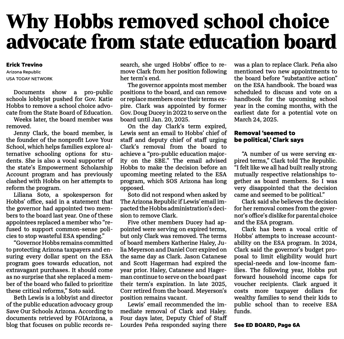 AZBrianAnderson's tweet photo. "According to documents retrieved by @FOIAzona , a blog that focuses on public records research, [@AZBethLewis] urged @KatieHobbs's office to remove @ClarkRimsza from her position following her term's end."

https://t.co/xyvIi2Vwm7 https://t.co/WyiYJY8DIE
