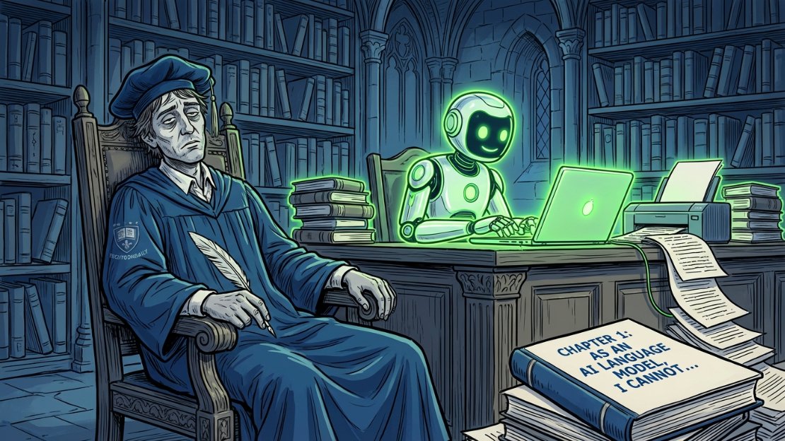 TechToonDaily's tweet photo. @Nature We spent 800 years building the prestige of the Doctorate, only to realize in 2026 that a #PhD is just a highly-credentialed middle manager whose full-time job is proofreading ChatGPT's hallucinations about fluid dynamics. https://t.co/9F0PDpqGVH