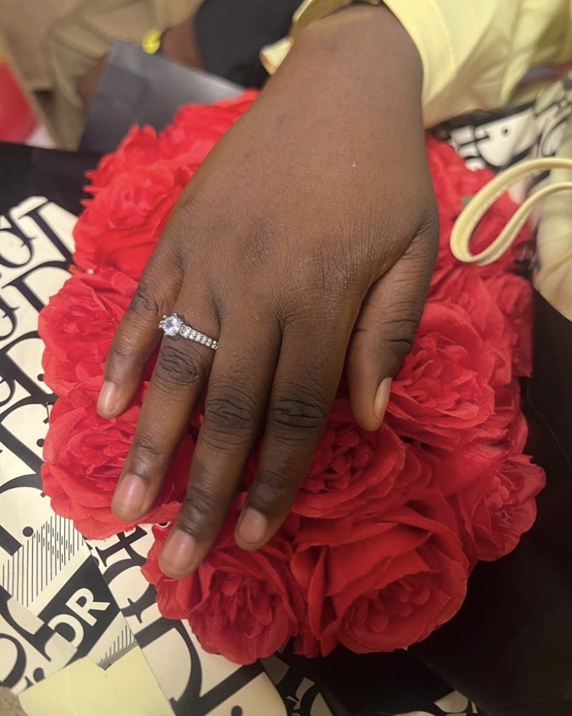 frosemary661's tweet photo. 💍✨I said YES to the one who makes my heart skip a beat. 
Sometimes love walks in quietly and then suddenly becomes the most beautiful surprise.🌹Today I chose forever with the person who makes my world brighter, my smile bigger, and my heart happier.❤️
#ISaidYes #Engaged https://t.co/Hi3O3TPMxA