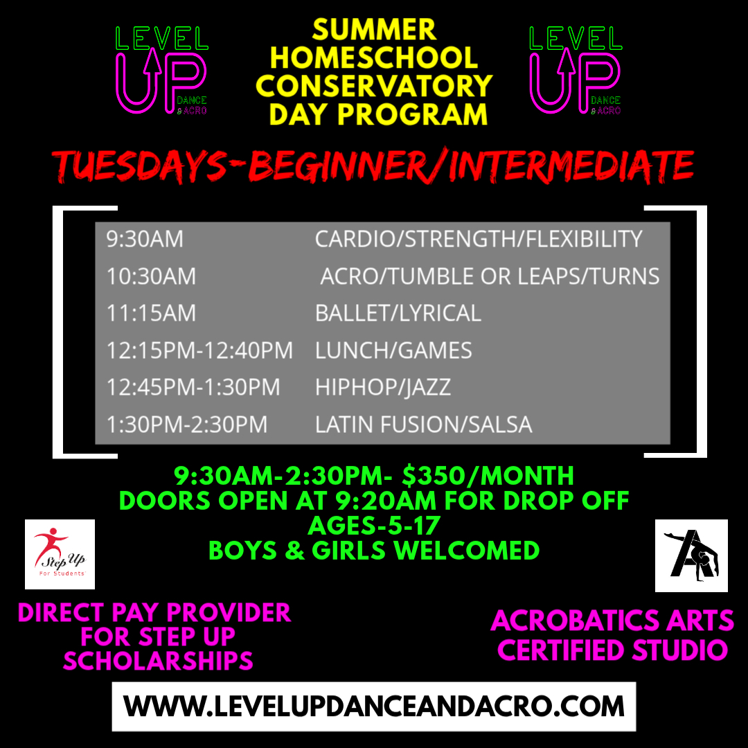 LevelUp386's tweet image. New homeschool option: Beginner Summer Conservatory Day at LEVEL UP — Tuesdays 9:30am–2:30pm. Technique, creativity, and community for young learners. Bring water, lunch, change of clothes, and dance shoes. Sign up: wix.to/mq0ZNCY #Homeschool #SummerProgram #KidsDance