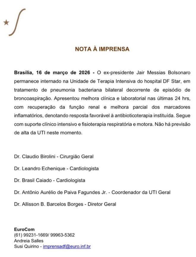 Não parar, não retroceder!! Continuando a mandar energias de saúde para o nosso Amado Presidente Jair Bolsonaro.