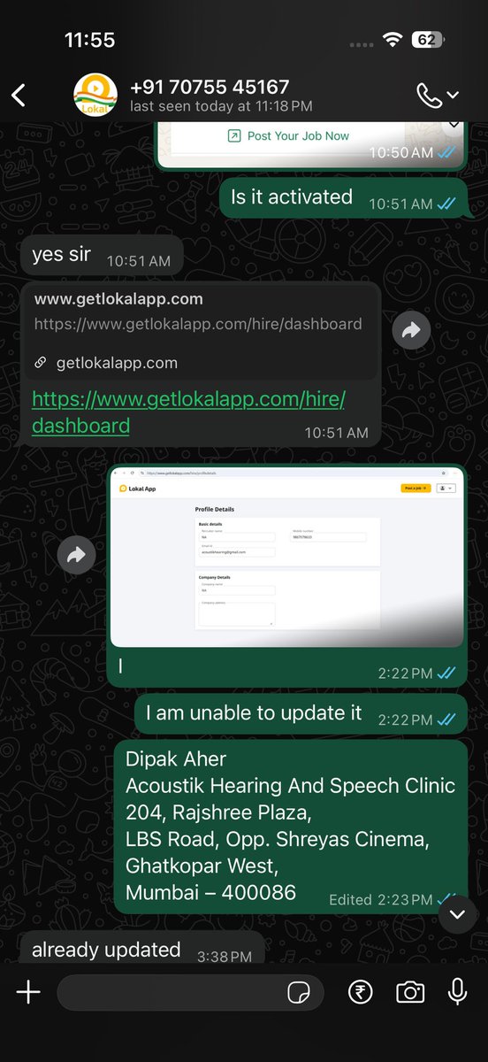 Dipak_Aher's tweet photo. @vipulc_ Your team left me no choice but to contact you directly. No response from sales person. Toll free number, no call back on registered complaint. Can not add more pics. https://t.co/UgBg17jNSm