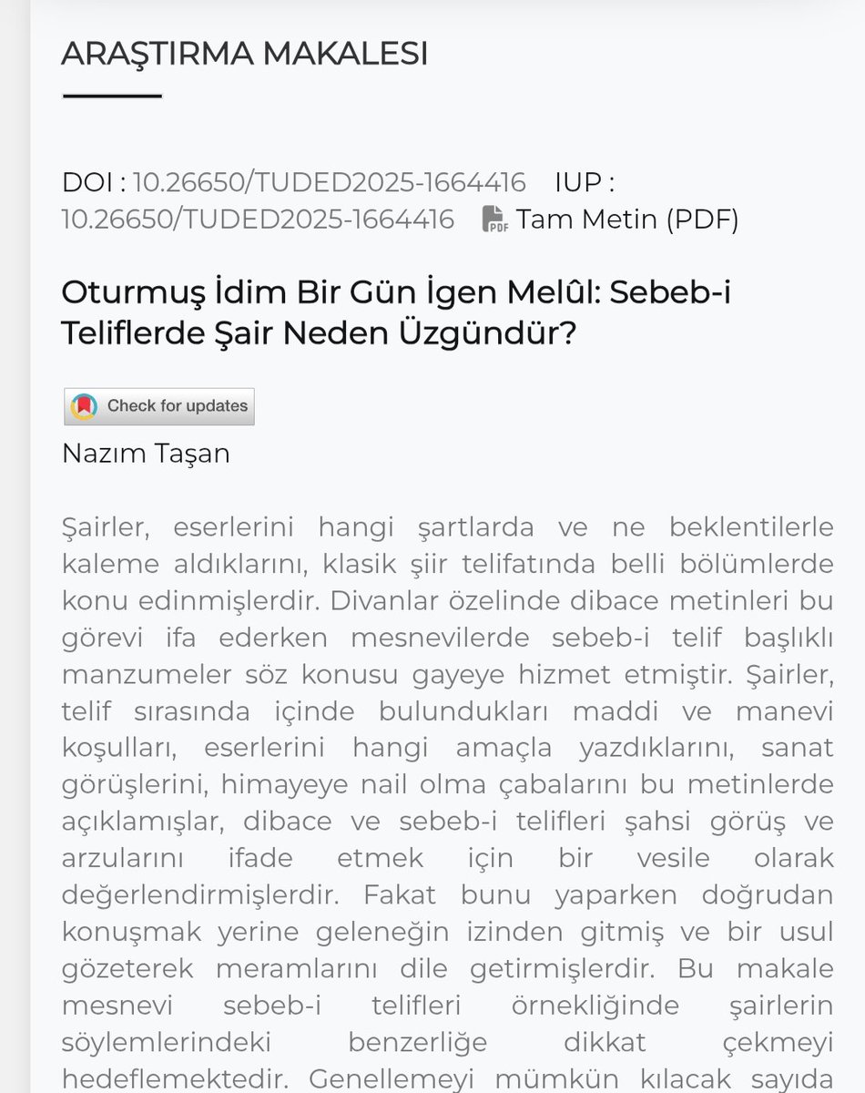 TUDED Türk Dili ve Edebiyatı Dergisi tweet media