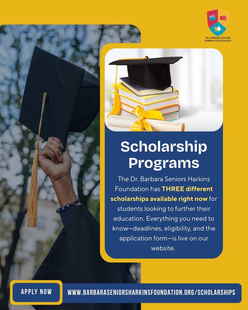 The Dr. Barbara Seniors Harkins Foundation has THREE different scholarships available right now for students looking to further their education. Everything you need to know—deadlines, eligibility, and the application form—is live on our website.