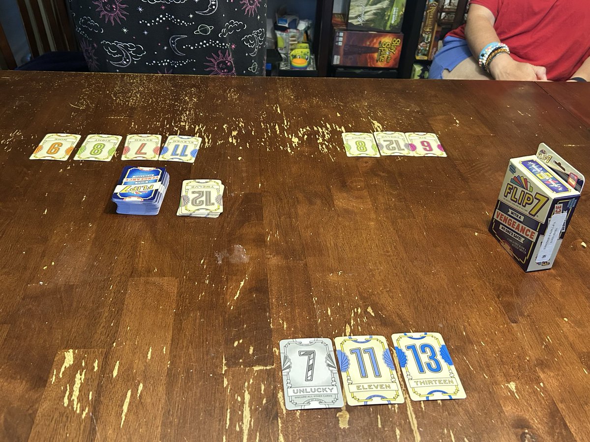 StrieEyes's tweet photo. Thanks so much to @theopgames for hosting our Saturday Game Night! We had the best time playing #flip7vengeance  and #qork ! https://t.co/AenBKO8xjG