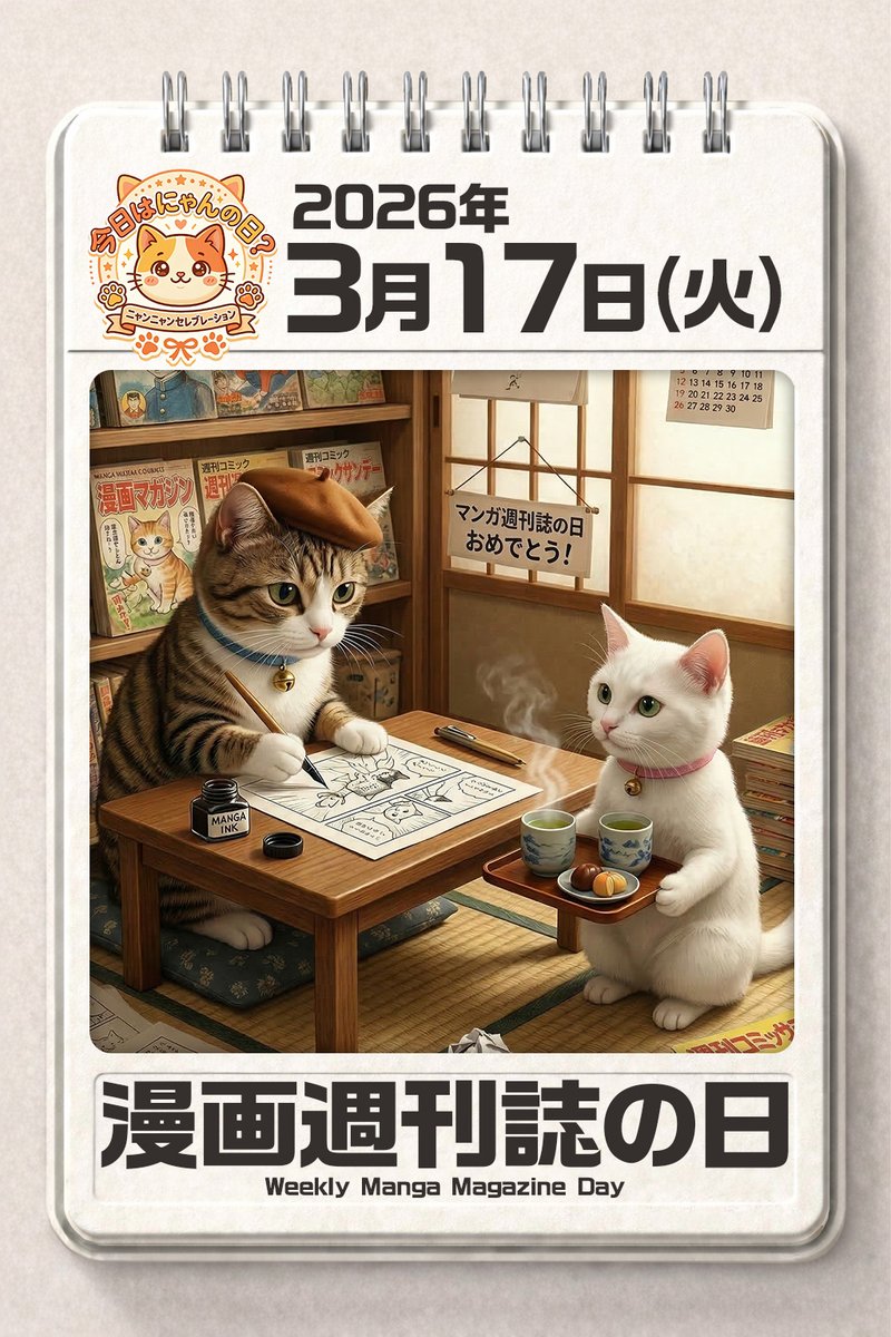 harukichi_cats's tweet photo. きょうはにゃんの日?
#漫画週刊誌の日 #Mangaday
#CatsOfX #CatLovers
#猫好きさんと繋がりたい https://t.co/aWH77z3xGi