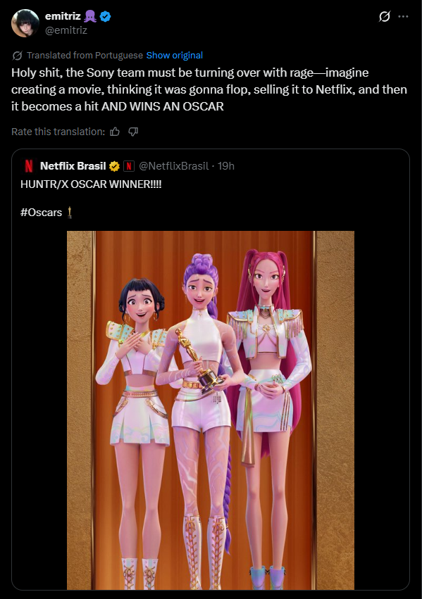 KPop Demon Hunters wouldn't have done well at all if it wasn't "free" on Netflix

Like most y'all are lying if you're telling me you'd have to the theater to see a movie with that title