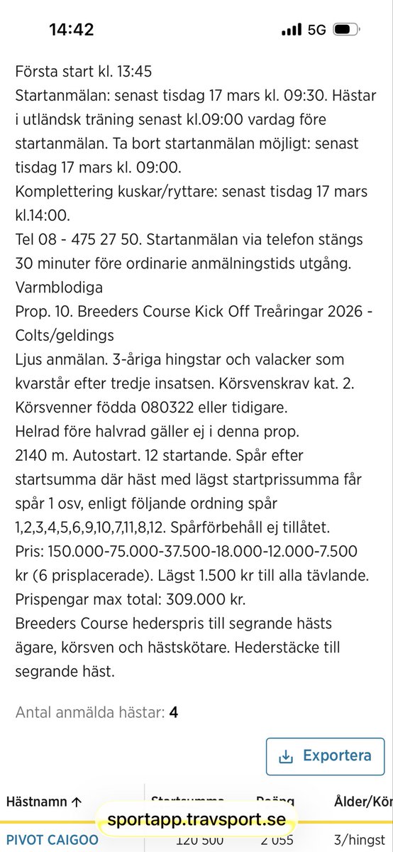 BerniesRacing's tweet photo. Det 643 som har betalt in avgiften för Breeders Course av dom är 545 svenska  så nu finns det ett kanon lopp på Axevalla söndag med 150k i förstapris ett för Hingstar/Valacker och ett för sto.. se till att anmäla innan kl 09,30 tisdag https://t.co/ezGUCxA27b