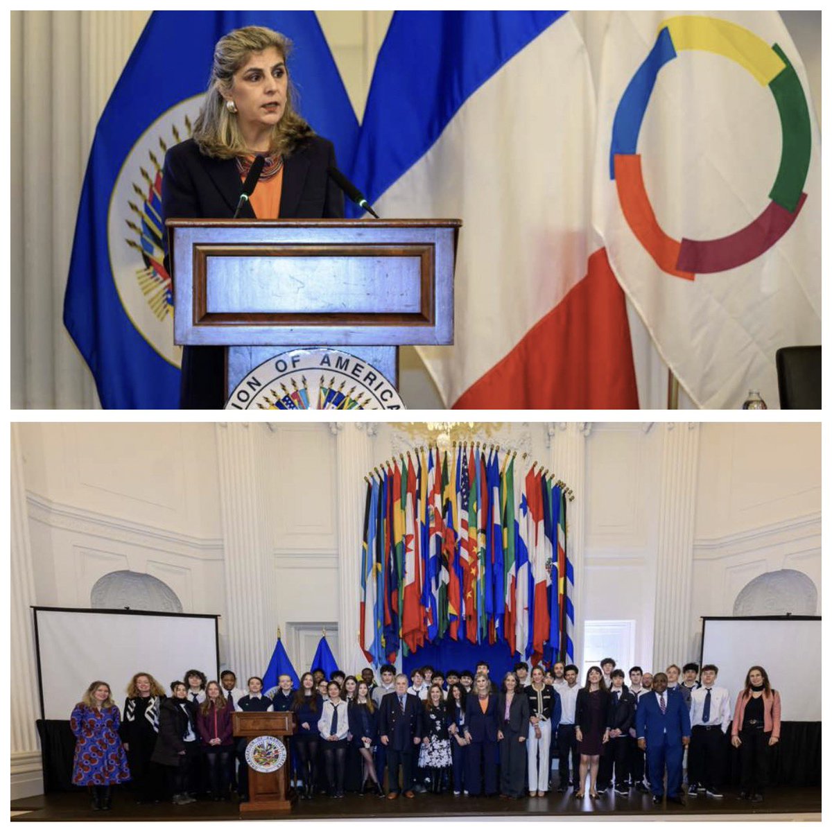 “Las lenguas no son solo herramientas de comunicación. Son formas de comprender, o más bien de sentir, el mundo.”

Con esta reflexión, la Secretaria General Adjunta de la OEA, @lauraggils , inauguró la Semana de la Francofonía en la OEA, con la participación de estudiantes del