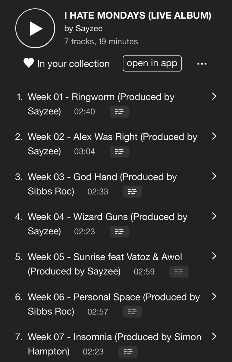 Sayzee_Yfrwn's tweet photo. I HATE MONDAYS - WEEK 7

SAYZEE - INSOMNIA 
(PROD BY SIMON HAMPTON)

https://t.co/UrRWJpavDk https://t.co/prZGjiZx54
